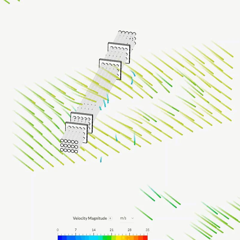 simulation results of wind velocity on a drill pipe rack