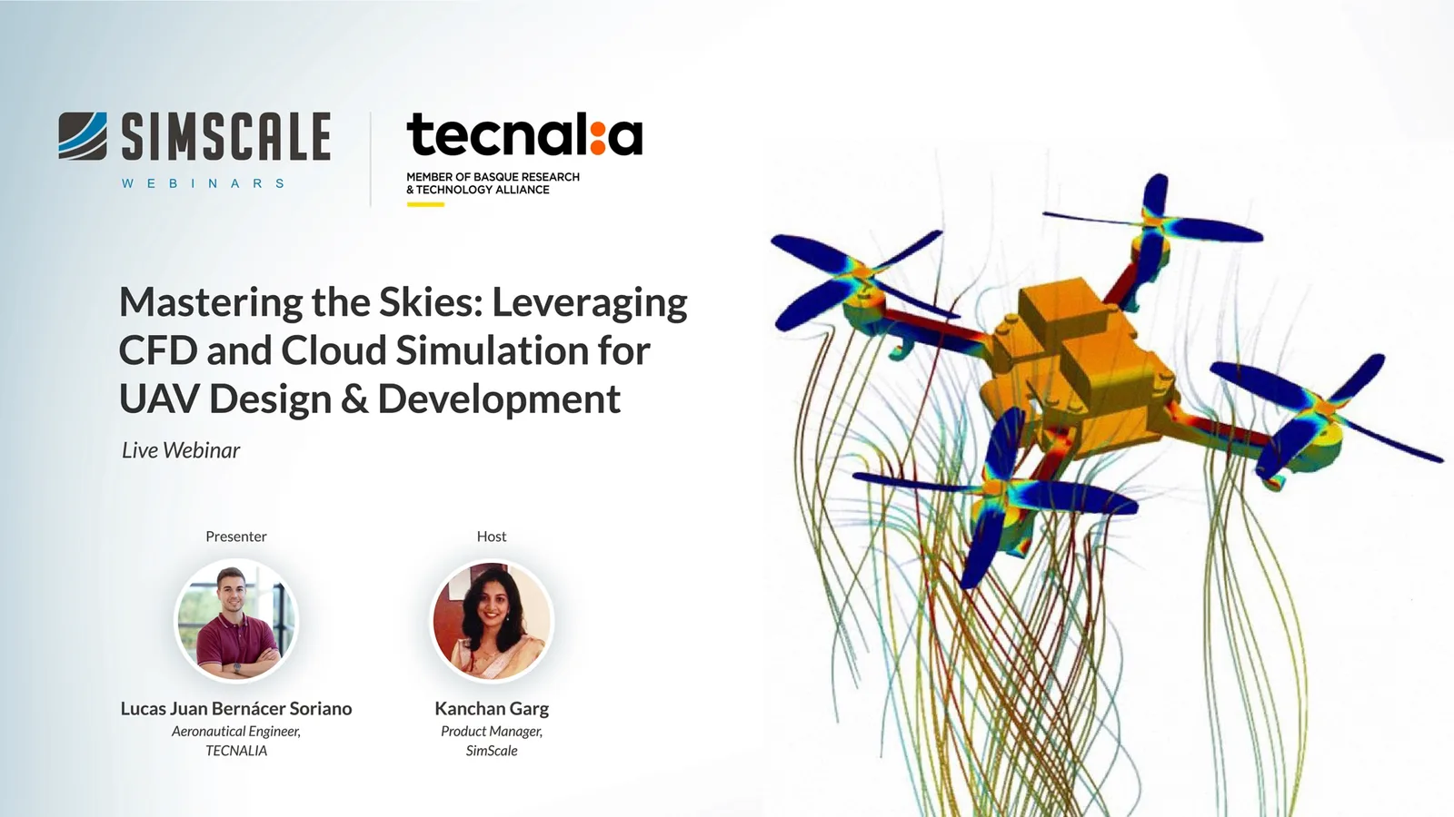 Mastering the Skies: Leveraging CFD and Cloud Simulation for UAV Design & Development webinar title slide