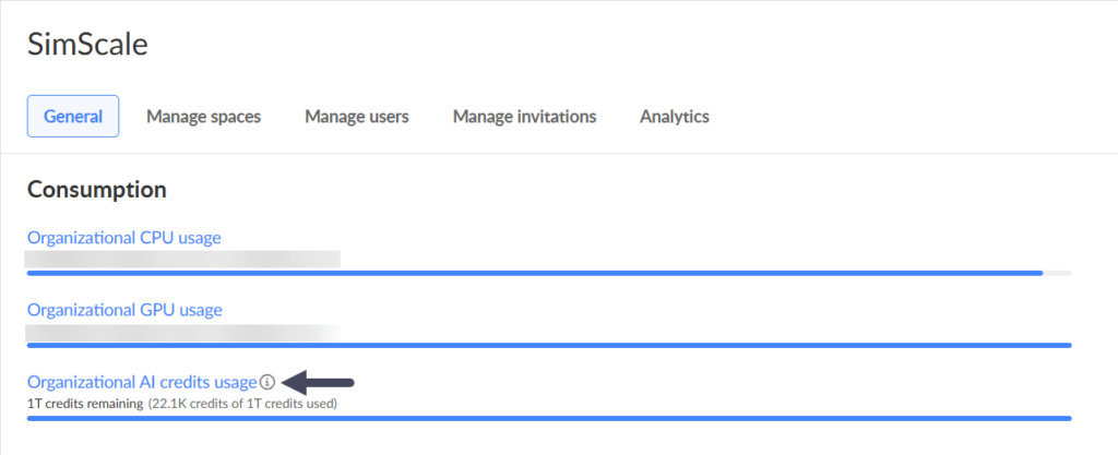 checking how many ai credits are available in the dashboard