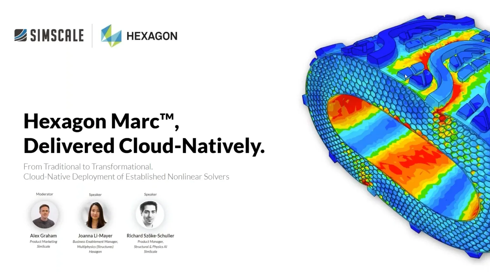Unlock Marc’s Power: Scalable Nonlinear FEA, Now Available on SimScale webinar title slide